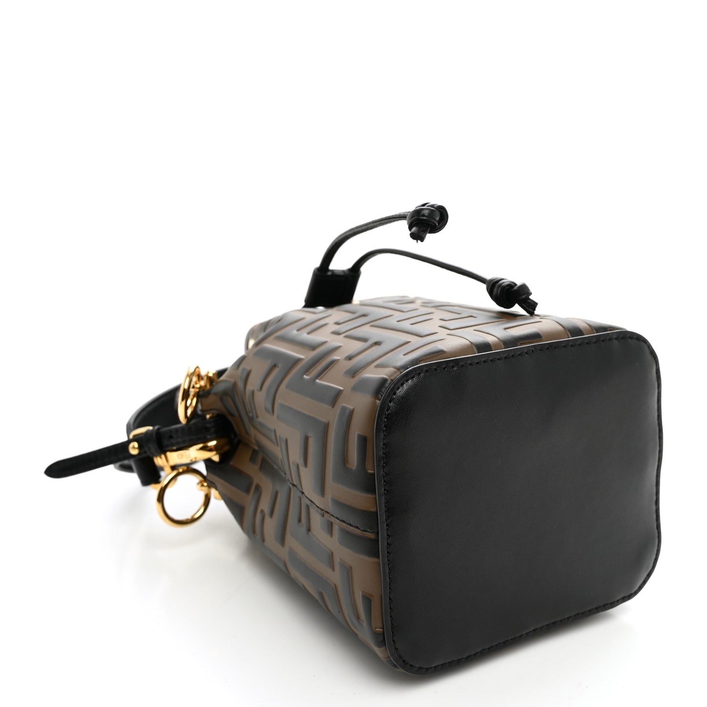 Vitello Liberty F is Fendi Bi-Color FF 1974 Embossed Mini Mon Tresor Bucket Bag Maya Black