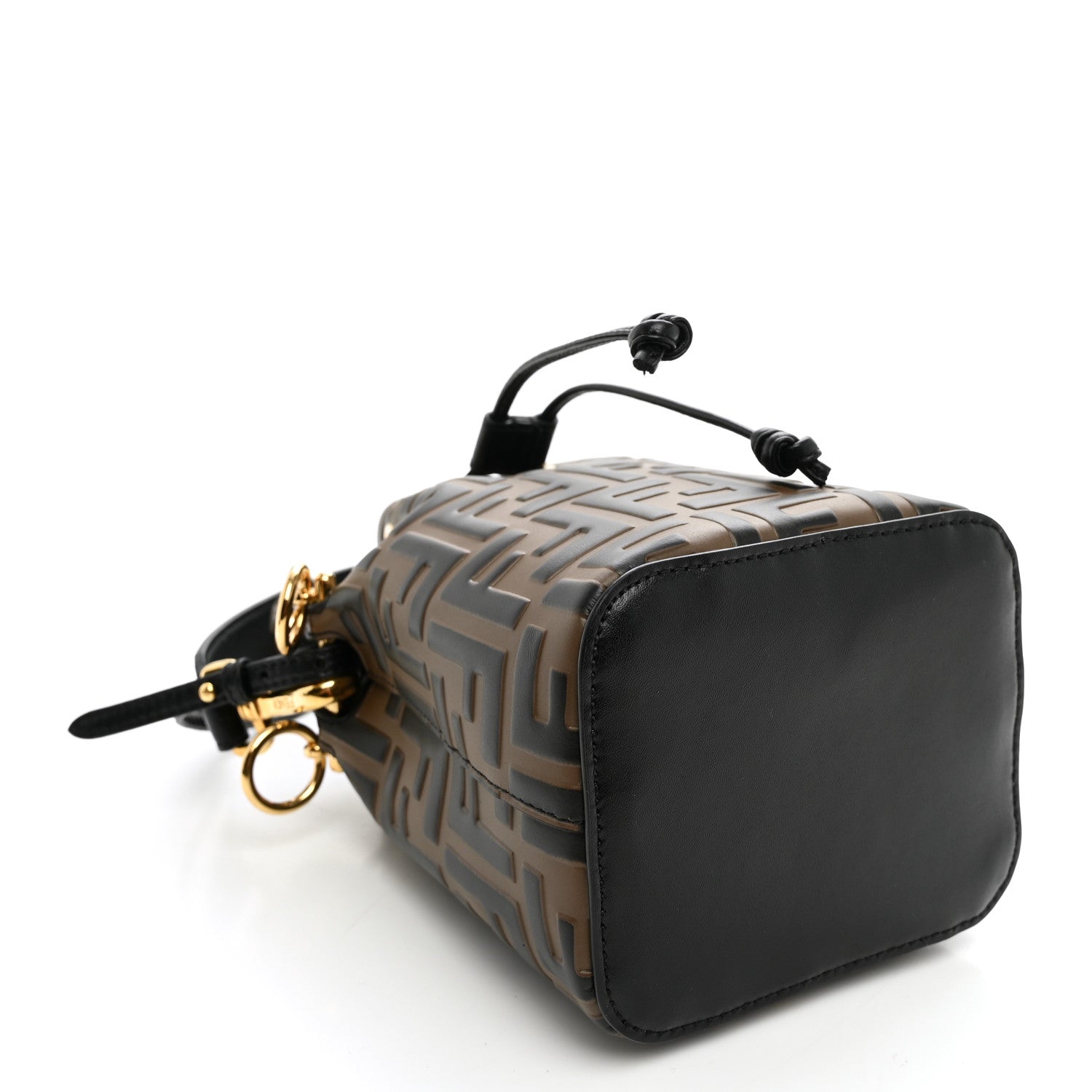 Fendi Vitello Liberty F is Fendi Bi-Color FF 1974 Embossed Mini Mon Tresor Bucket Bag Maya Black 3 of 9