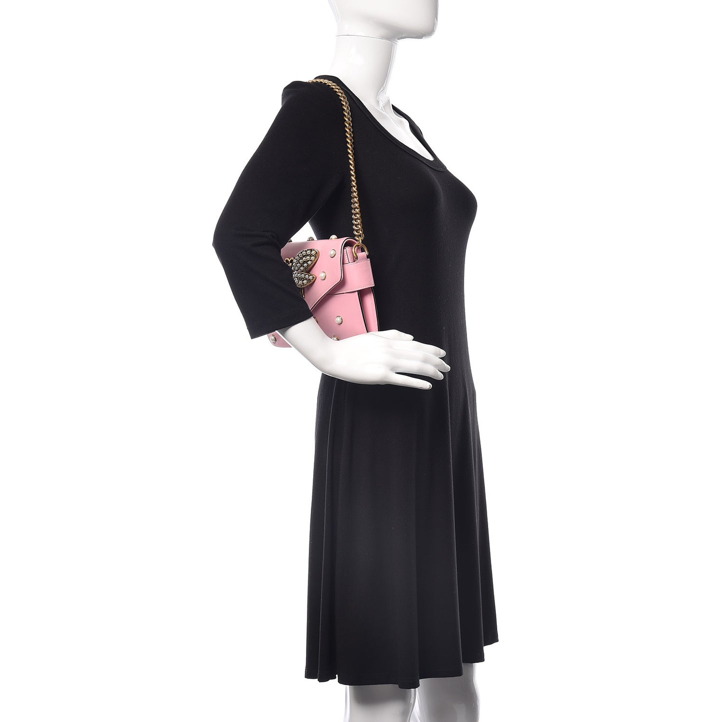 Nappa Pearl Studded Mini Queen Margaret Broadway Shoulder Bag Sugar Pink