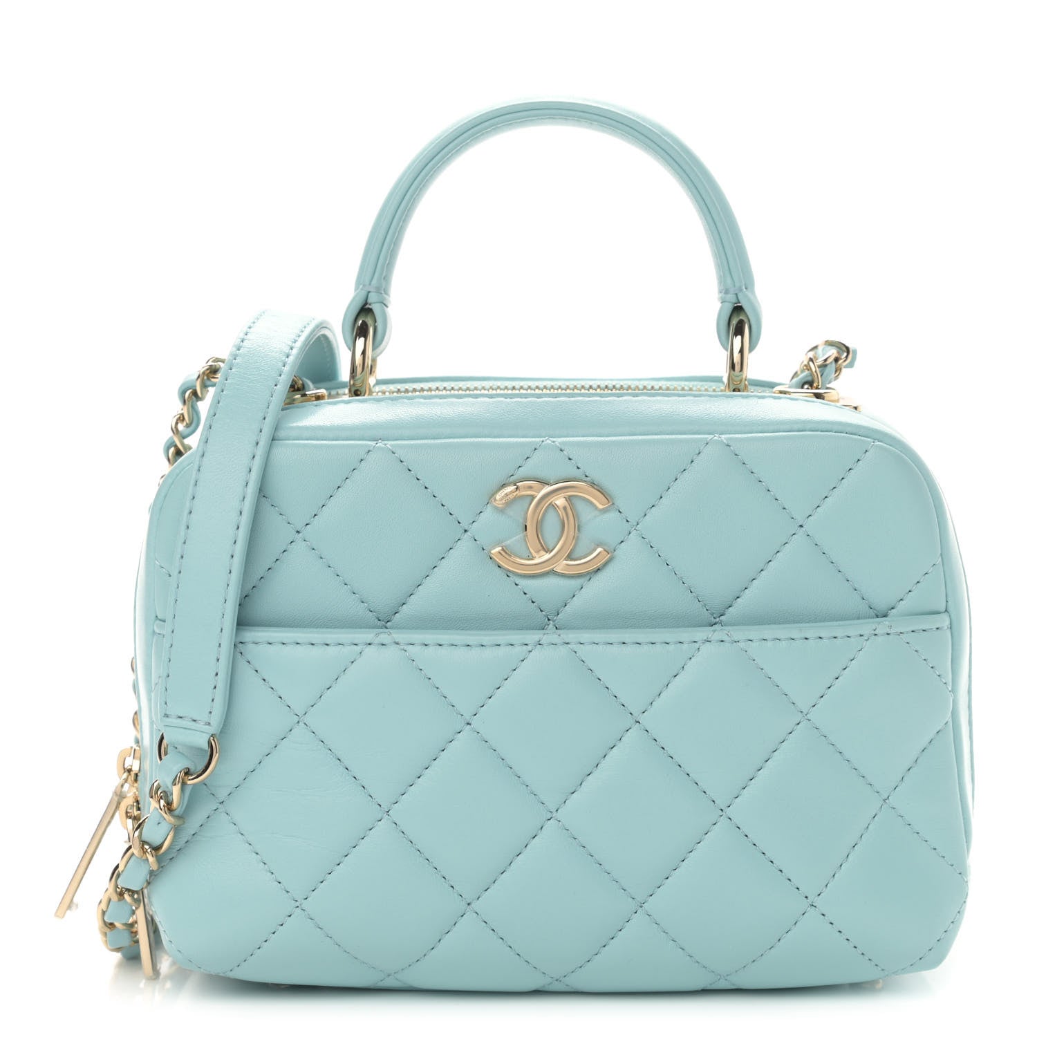 Chanel Lambskin Quilted Small Trendy CC Bowling Bag Light Blue 1 of 13