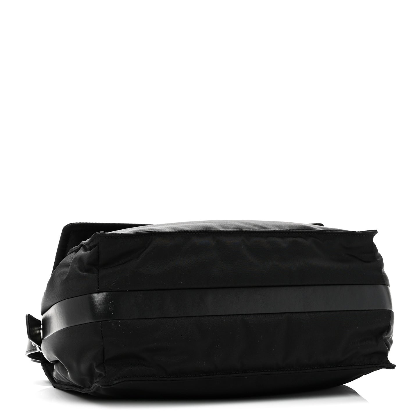 Re-Nylon Vitello Padded Large Flap Shoulder Bag Black