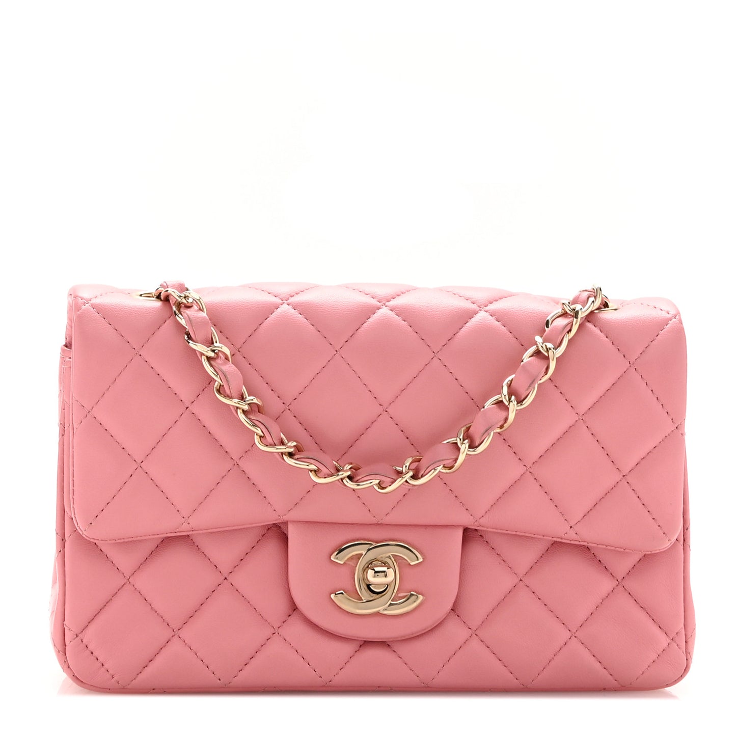 Lambskin Quilted Mini Rectangular Flap Pink