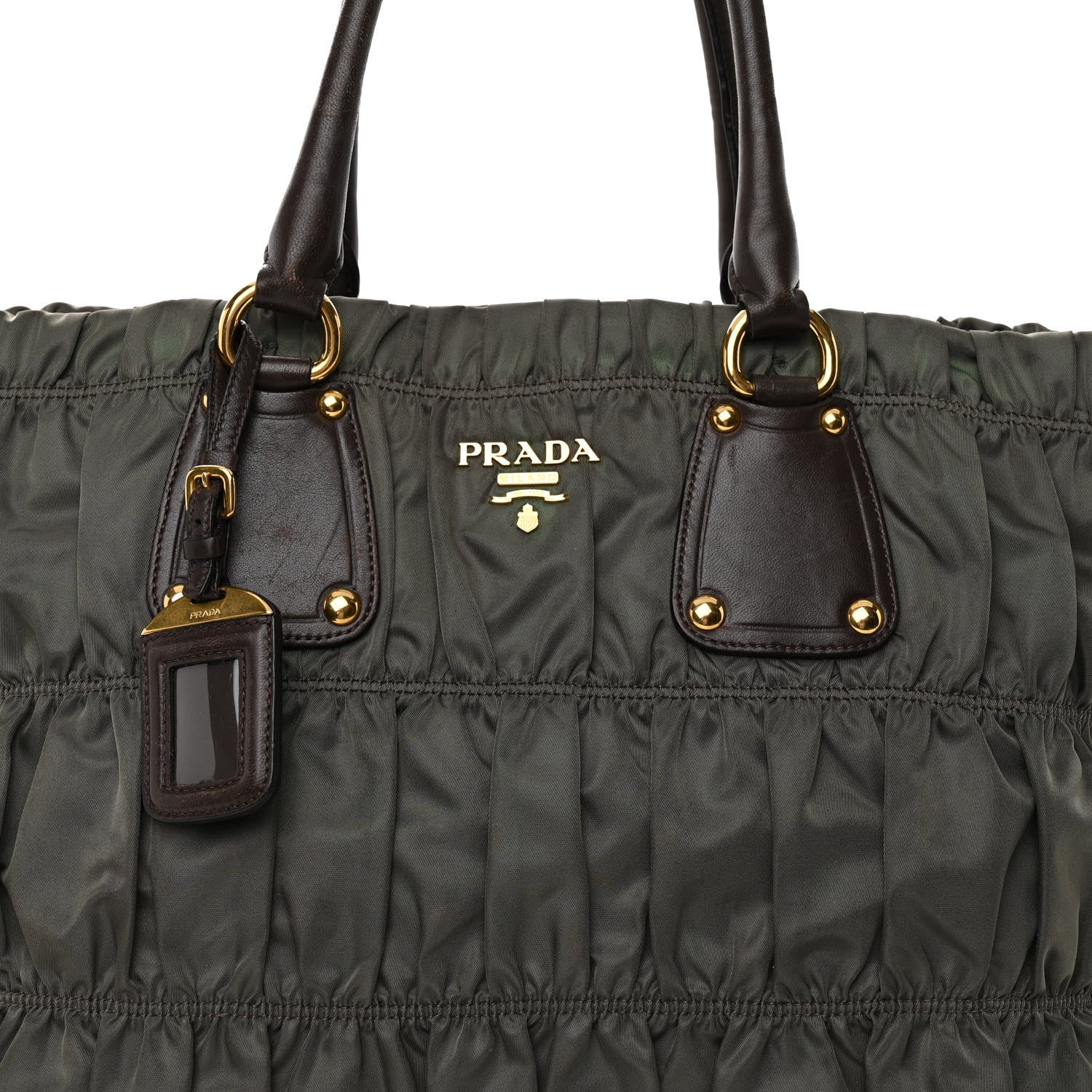Prada Tessuto Nylon Gaufre Tote Militare 7 of 12