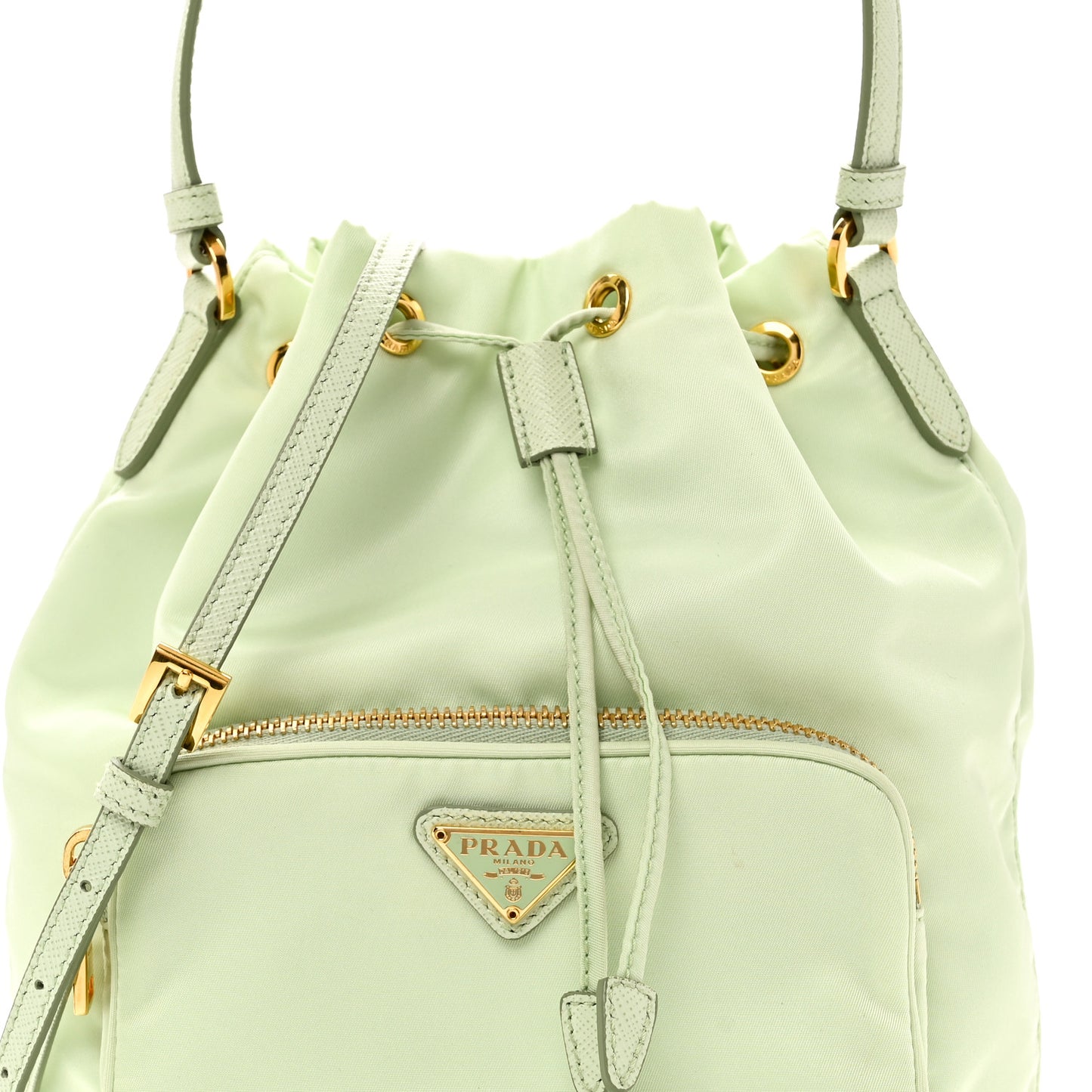 Re-Nylon Saffiano Duet Bucket Crossbody Bag Acqua