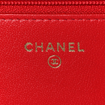 Chanel Sheepskin Quilted Mademoiselle Vintage Wallet On Chain WOC Red 6 of 10