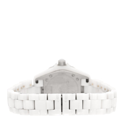 Chanel Stainless Steel Ceramic Diamond Pave Bezel 33mm J12 Quartz Watch White 3 of 5