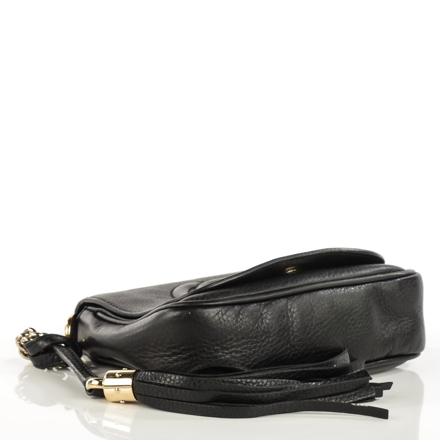 Pebbled Calfskin Small Soho Flap Crossbody Black