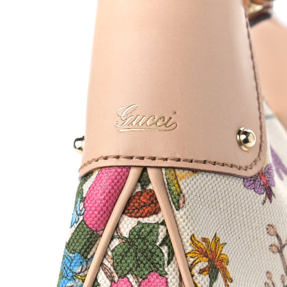 Gucci Canvas Floral Flora Bamboo Ring Hobo White 10 of 11