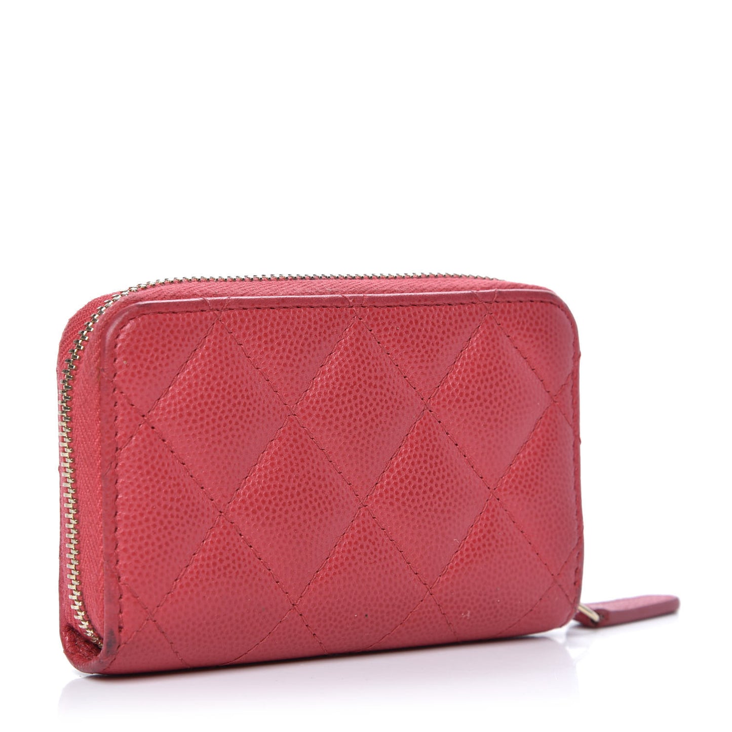 Caviar Quilted Zip Coin Purse Dark Pink