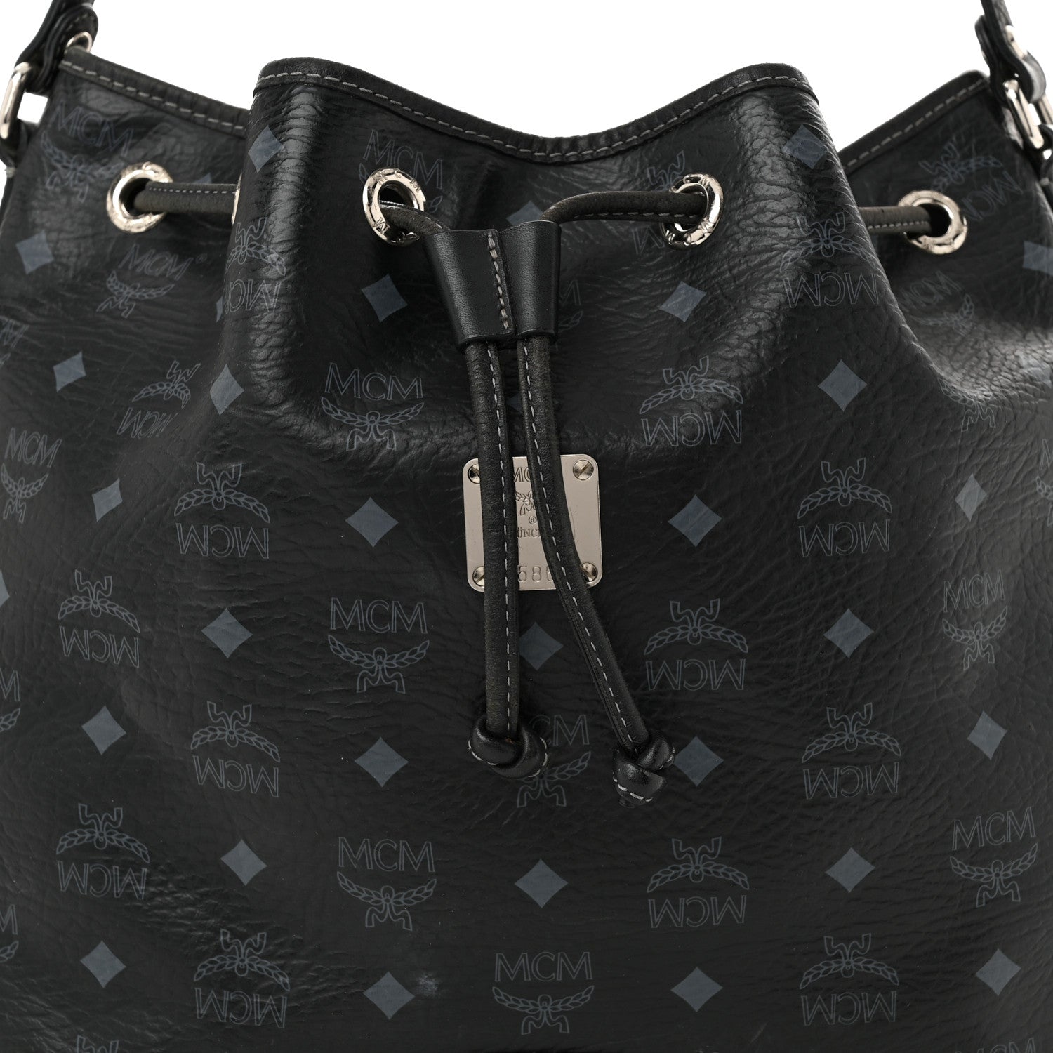 MCM Visetos Drawstring Bucket Bag Black 9 of 11