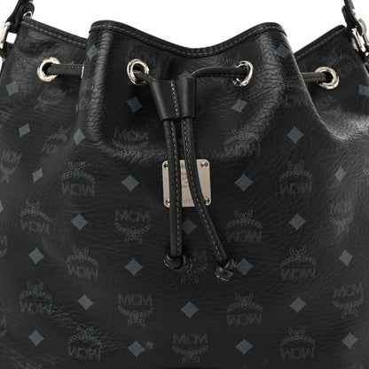 MCM Visetos Drawstring Bucket Bag Black 9 of 11