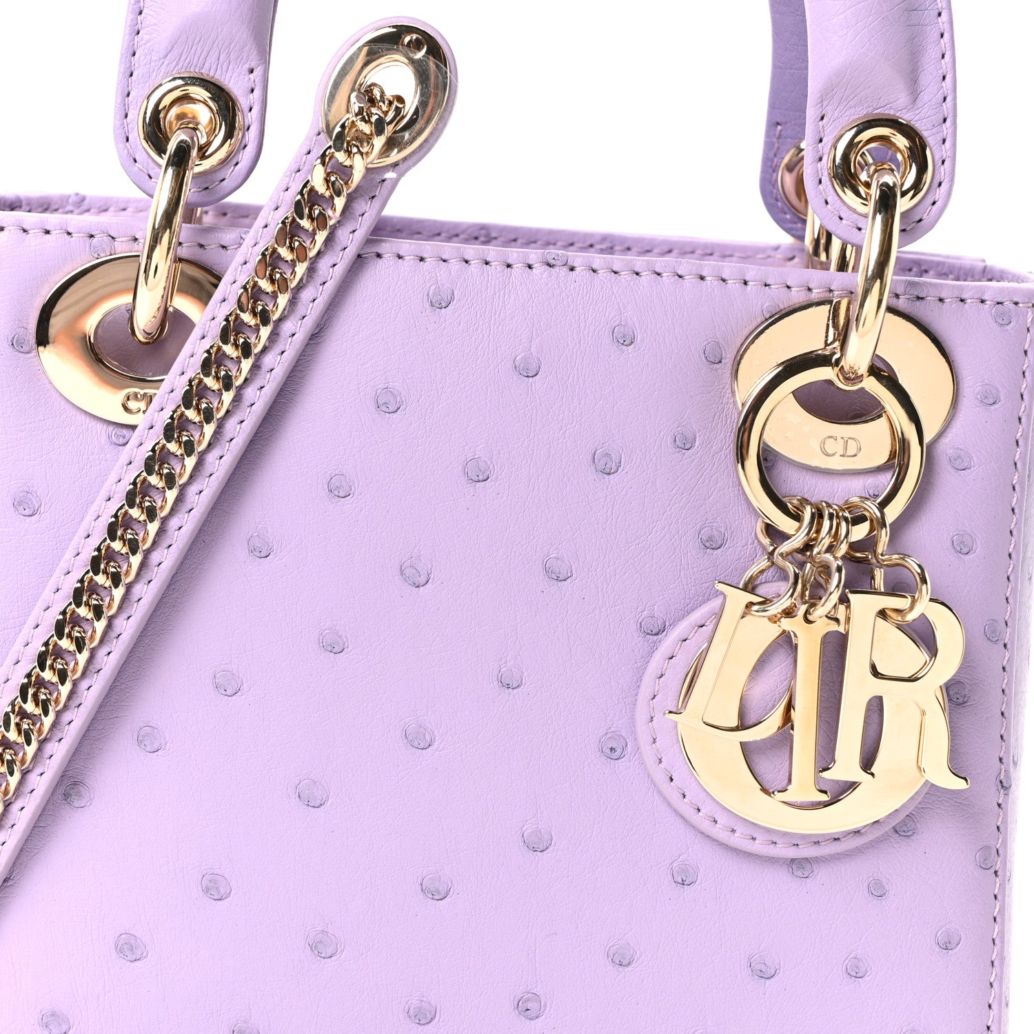 Christian Dior Ostrich Mini Lady Dior Purple 8 of 11