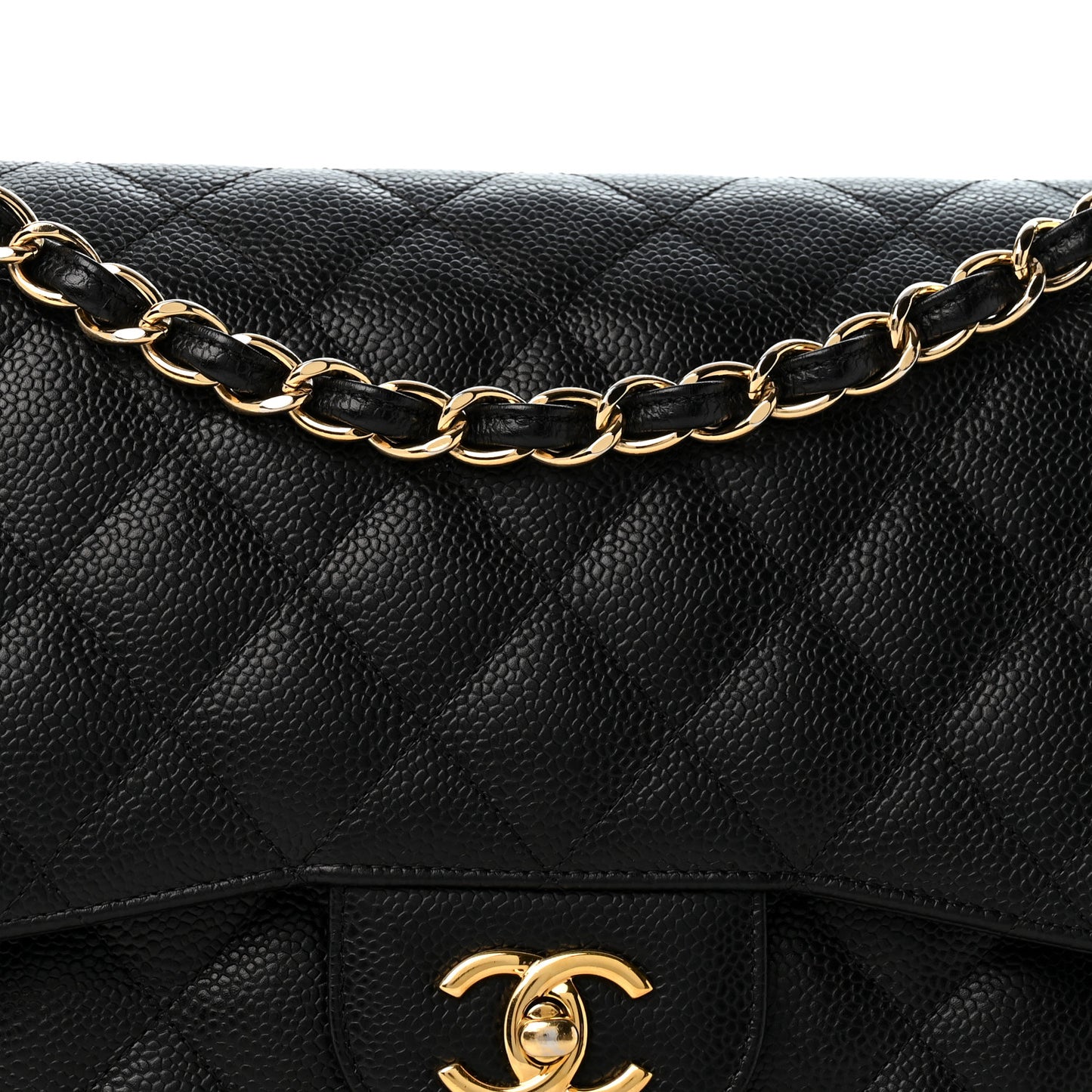 Caviar Quilted Jumbo Double Flap Black