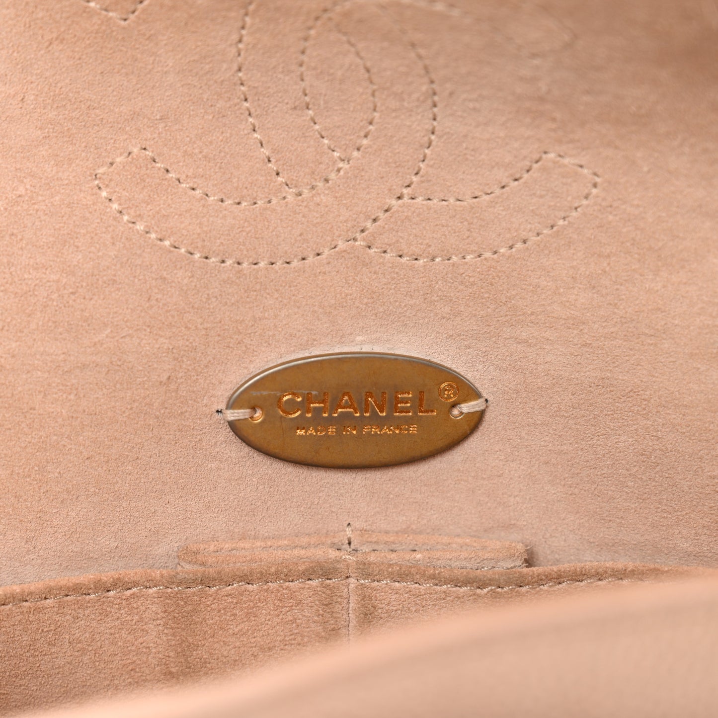 Grained Calfskin Medium Classic Pure Double Flap Nude