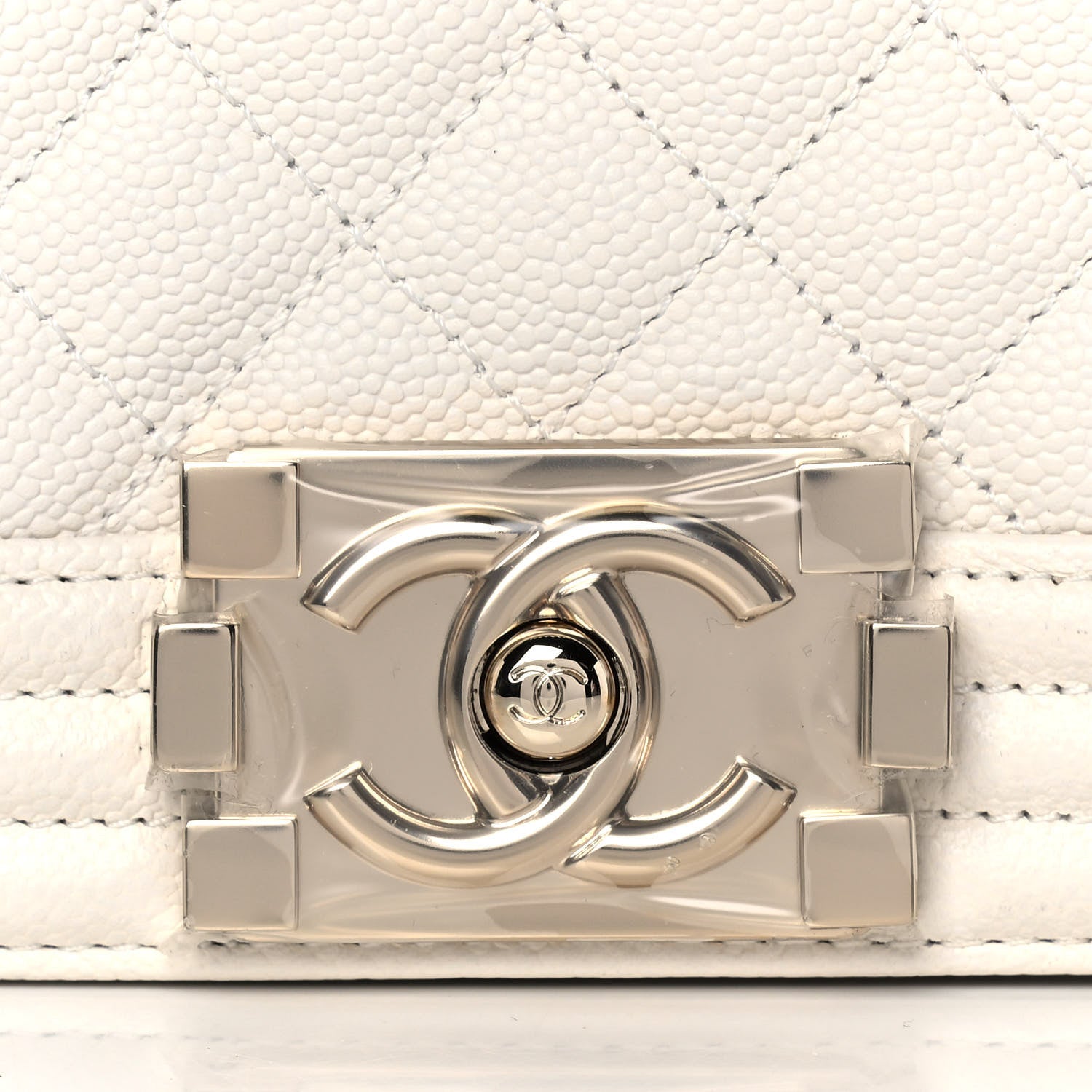 Chanel Caviar Quilted Medium Boy Flap White 10 of 12