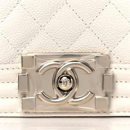 Chanel Caviar Quilted Medium Boy Flap White 10 of 12