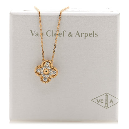 Van Cleef & Arpels 18K Yellow Gold Diamond Vintage Alhambra Pendant Necklace 5 of 5