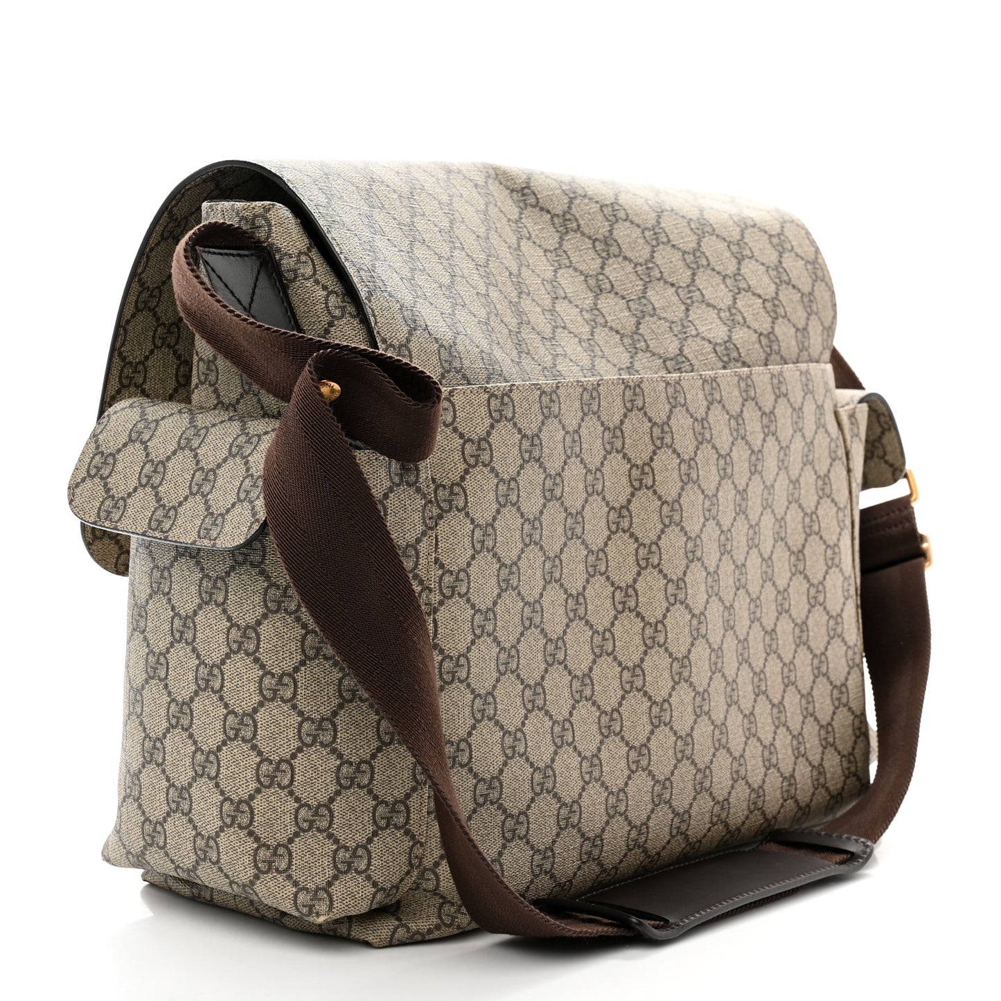 GG Plus Monogram Messenger Diaper Bag Dark Brown