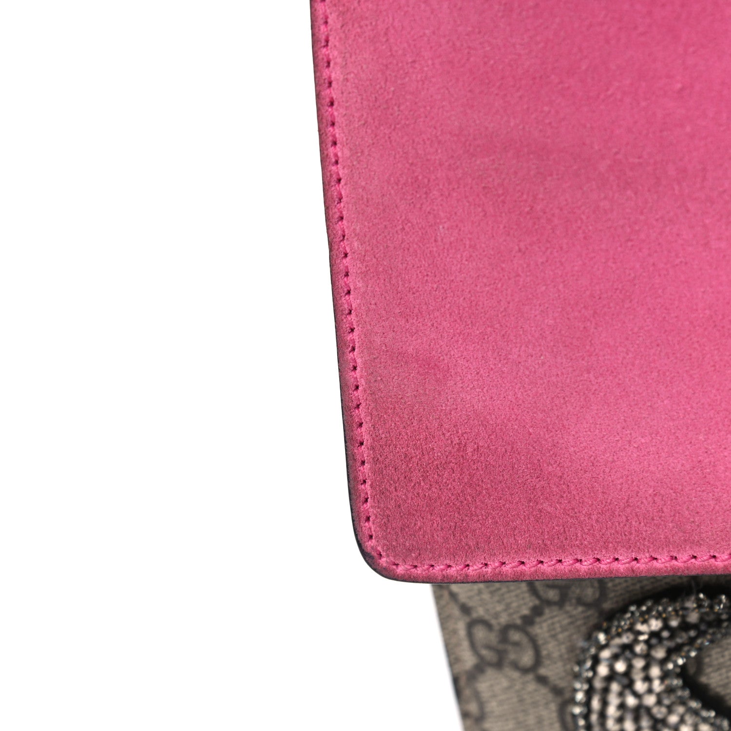 Gucci GG Supreme Monogram Suede Pierced Heart Embroidered Medium Dionysus Shoulder Bag Beige Ebony Pink Tropical Flower 8 of 15