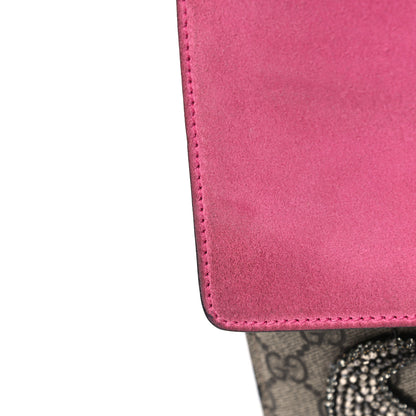 Gucci GG Supreme Monogram Suede Pierced Heart Embroidered Medium Dionysus Shoulder Bag Beige Ebony Pink Tropical Flower 8 of 15