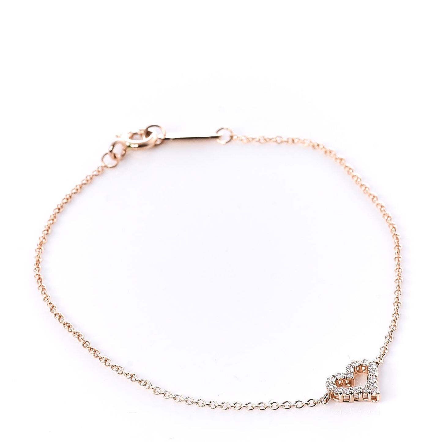 18K Rose Gold Diamond Heart Bracelet