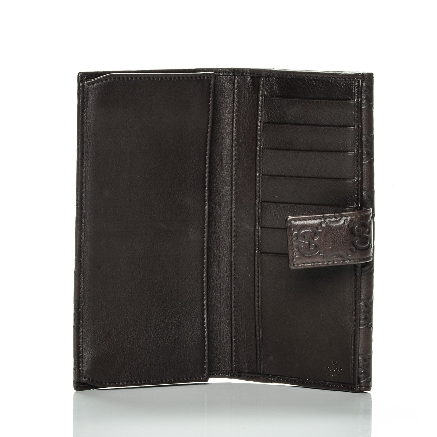 Guccissima Margaux Calfskin Metal Bar Continental Flap Wallet Chocolate