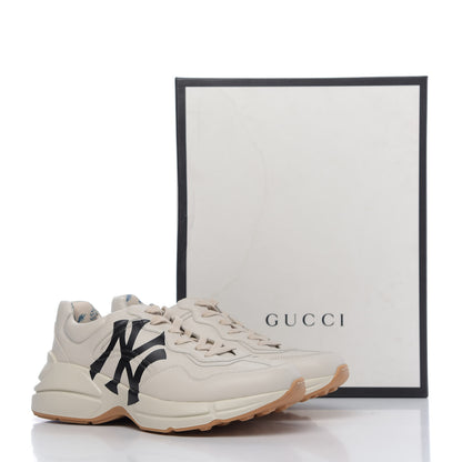 Gucci X MLB Calfskin NY Yankees Mens Rhyton Sneakers 8.5 Mystic White 11 of 11