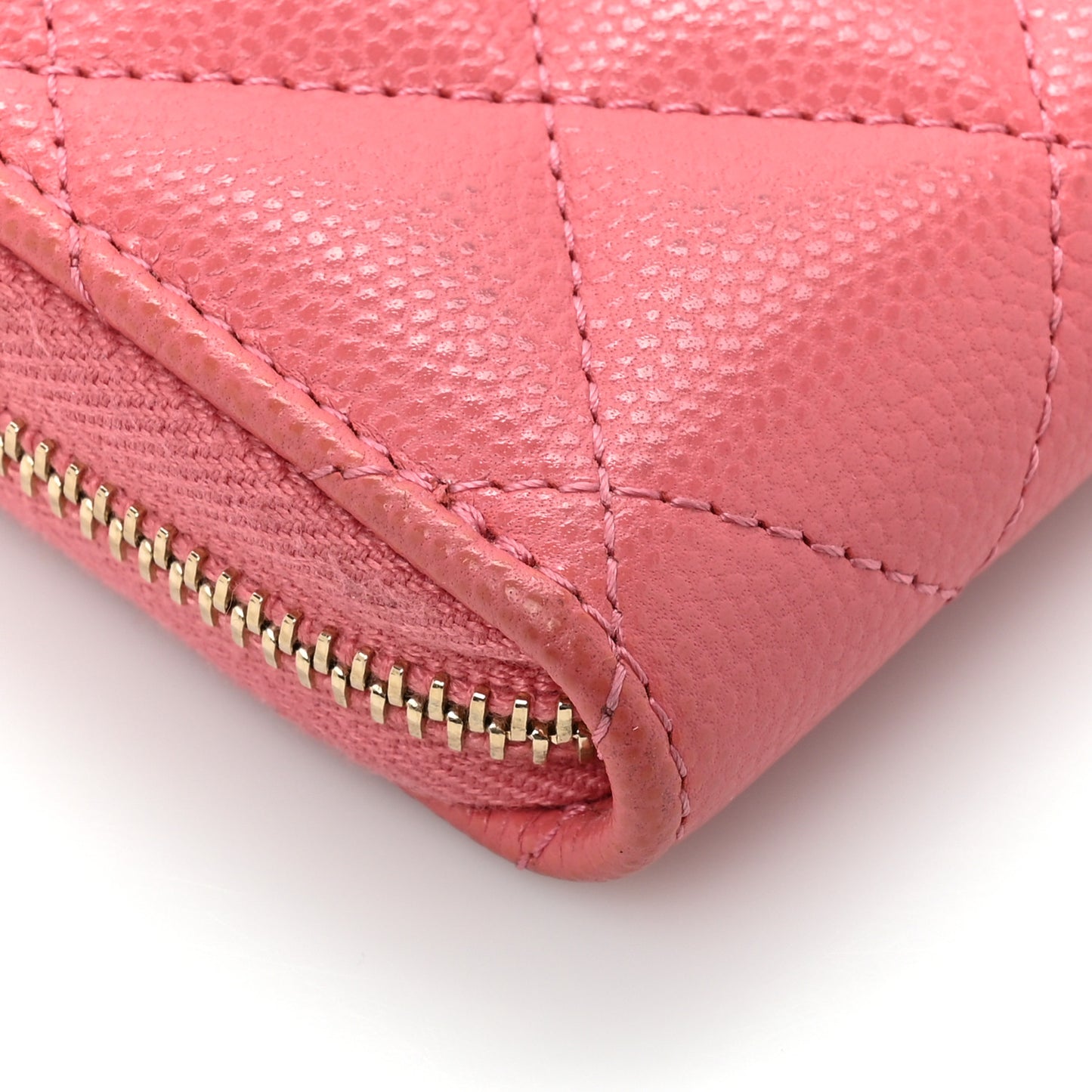 Caviar Quilted Zip Coin Purse Dark Pink