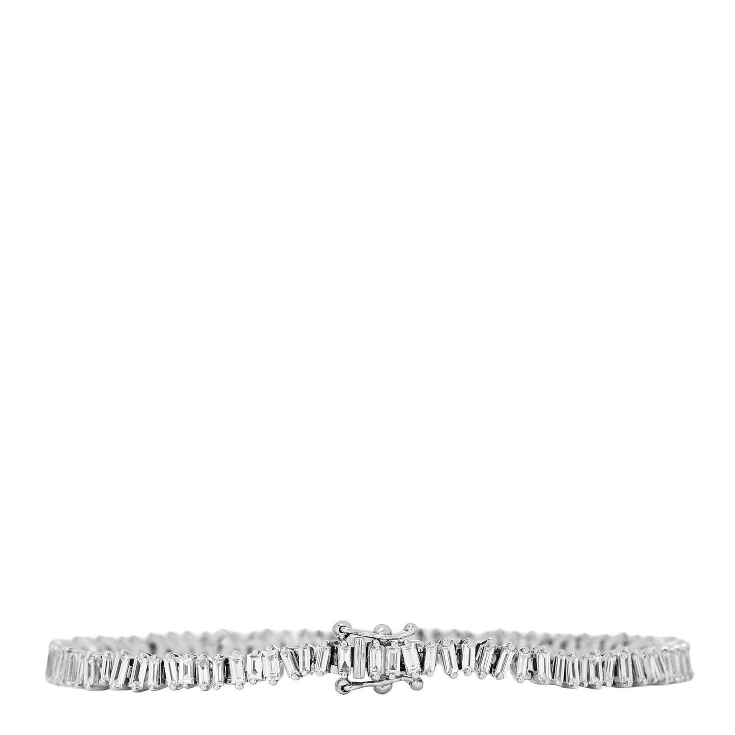18K White Gold Diamond Fireworks Classic Mini Baguette Tennis Bracelet