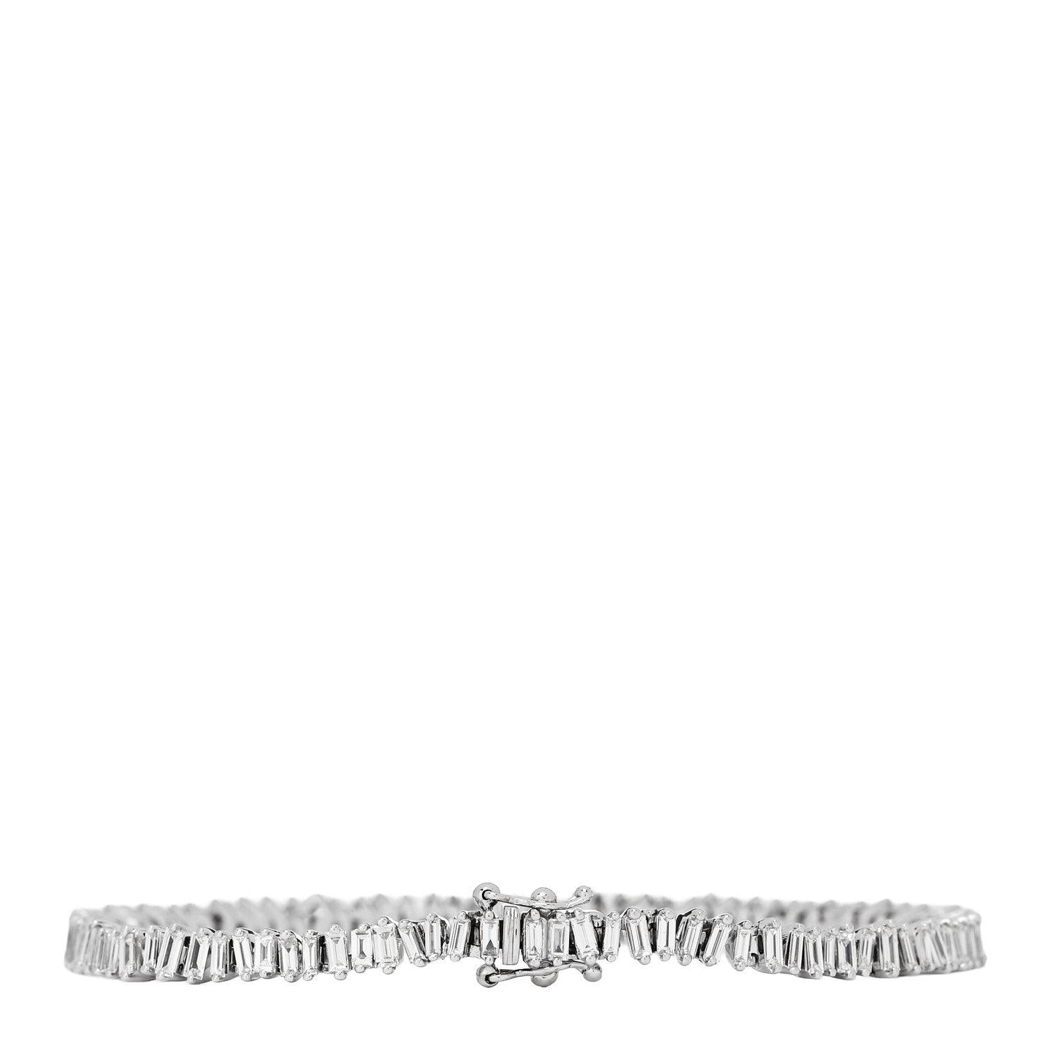Suzanne Kalan 18K White Gold Diamond Fireworks Classic Mini Baguette Tennis Bracelet 2 of 3