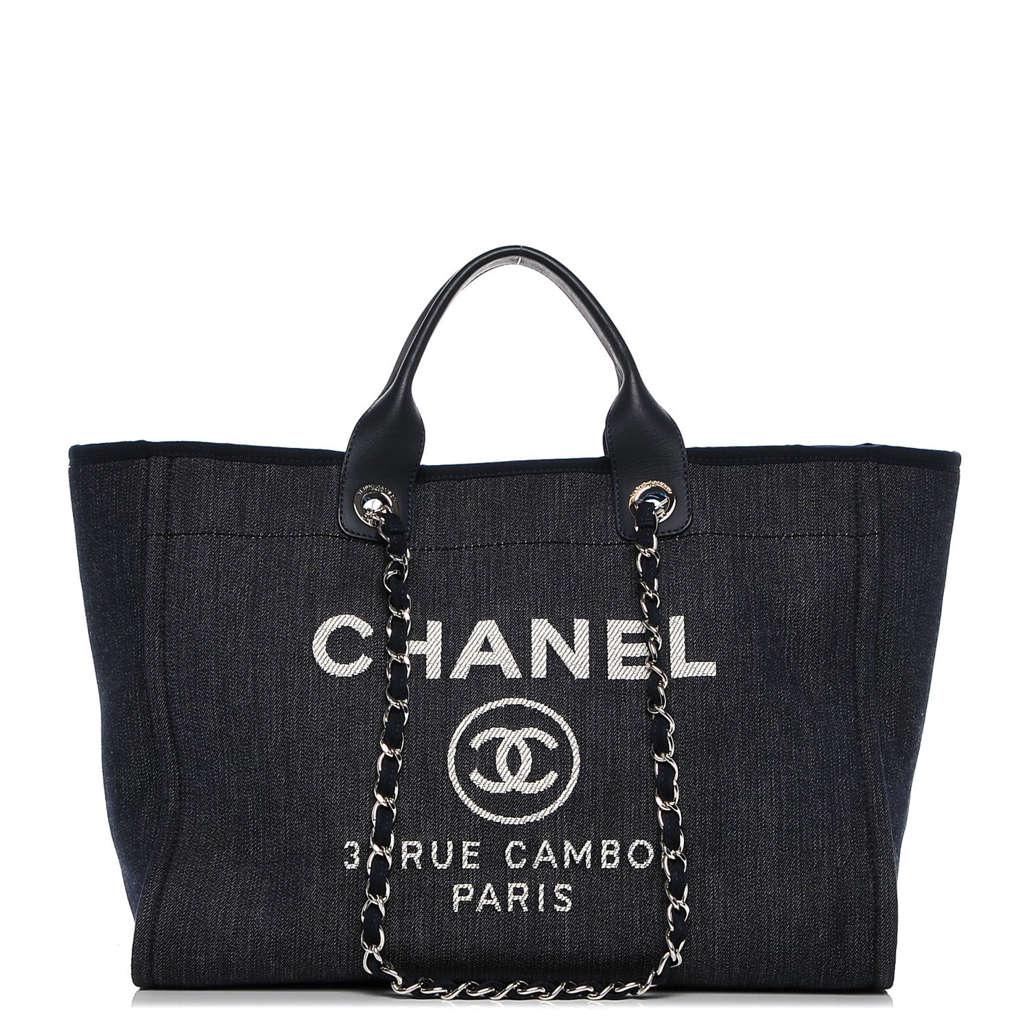Chanel Canvas Large Deauville Tote Dark Blue 1 of 8
