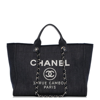 Chanel Canvas Large Deauville Tote Dark Blue 1 of 8