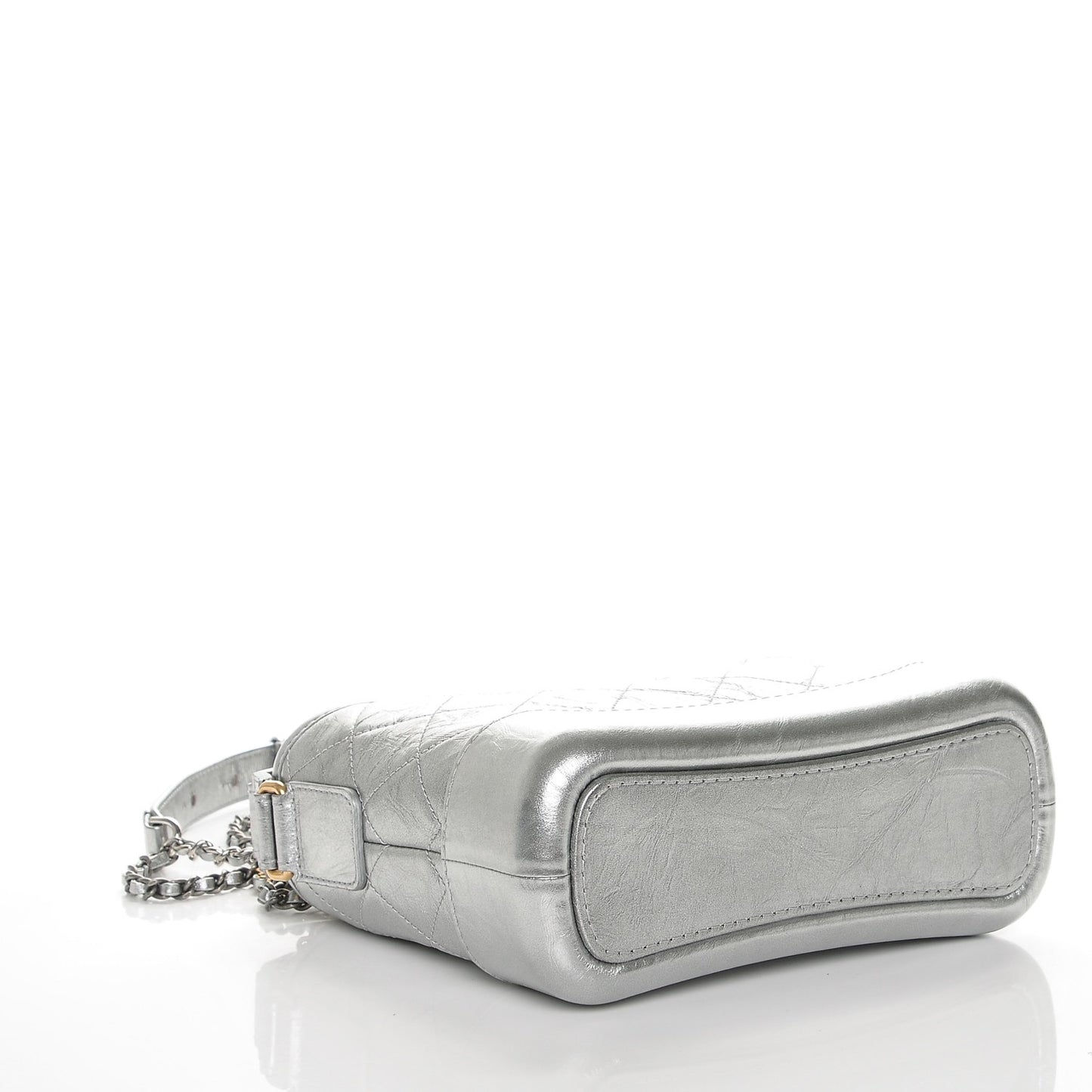 Metallic Aged Calfskin Quilted Small Gabrielle Hobo Silver