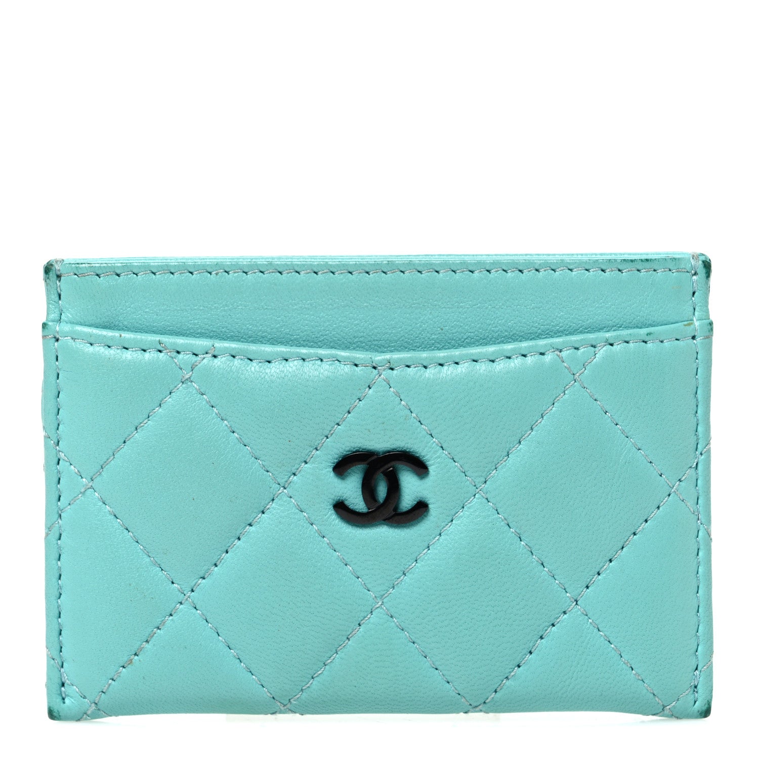 Chanel Lambskin Quilted Card Holder Turquoise 1 of 9