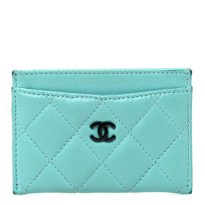 Chanel Lambskin Quilted Card Holder Turquoise 1 of 9