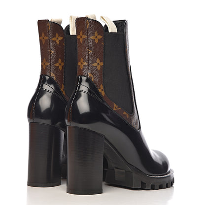 Louis Vuitton Patent Calfskin Monogram Star Trail Chelsea Ankle Boots 40 Black 4 of 7