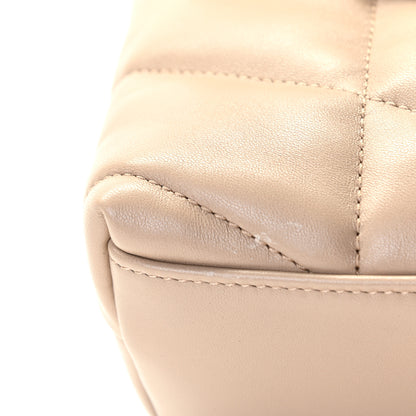 Saint Laurent Lambskin Quilted Toy Loulou Puffer Monogram Chain Satchel Dark Beige 8 of 14