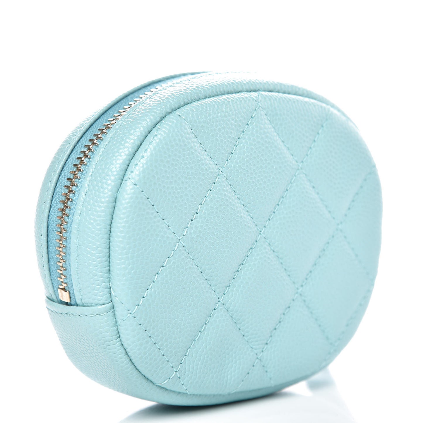 Caviar Quilted Zip Around Classic Coin Purse Light Blue