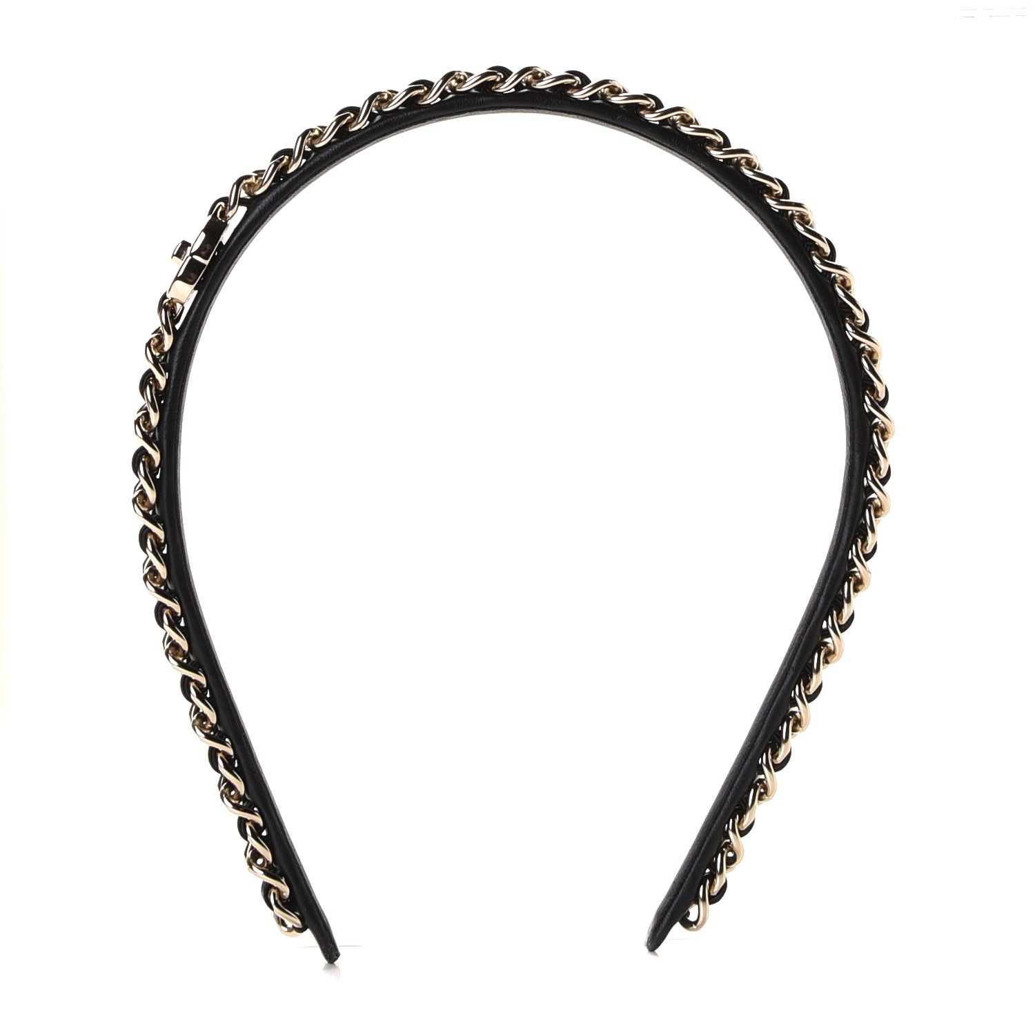 Chanel Metal Lambskin CC Turnlock Chain Headband Gold Black 1 of 3