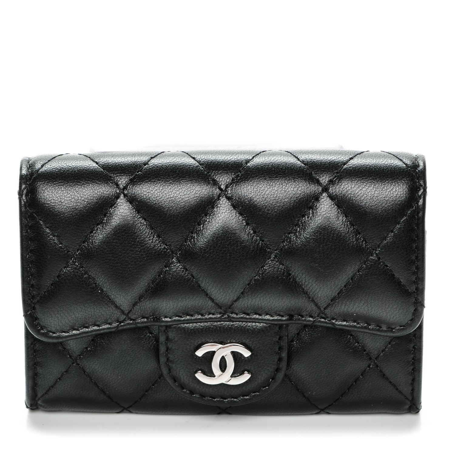 Chanel Lambskin Quilted Flap Card Holder Black 1 of 8