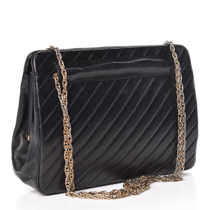 Chanel Lambskin Diagonal Quilted Kisslock Bag Black 3 of 15