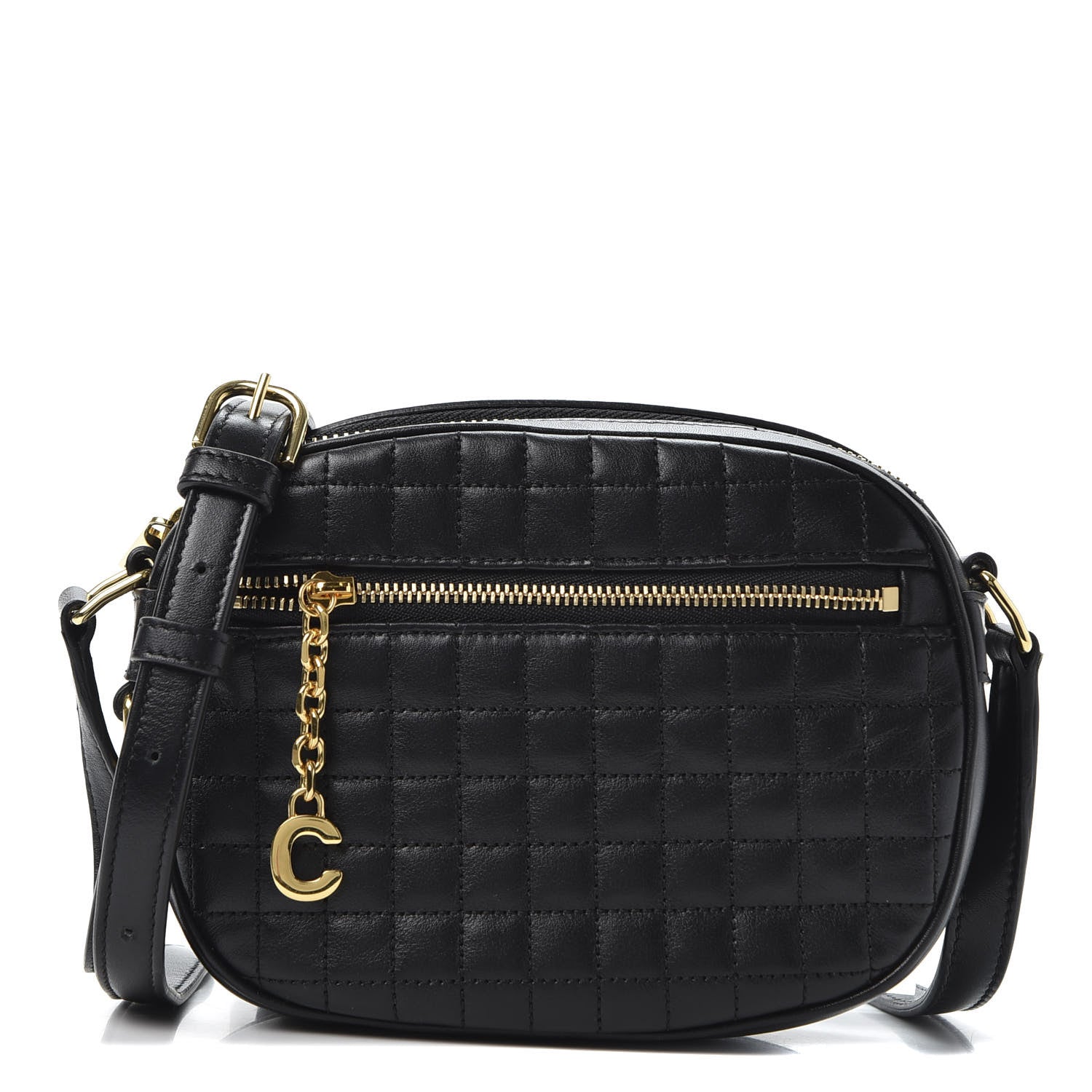 Celine Calfskin Quilted Small C Charm Bag Black 1 of 10