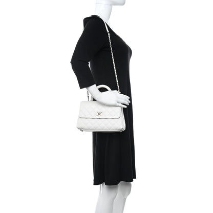 Chanel Caviar Quilted Mini Coco Handle Flap White 2 of 11