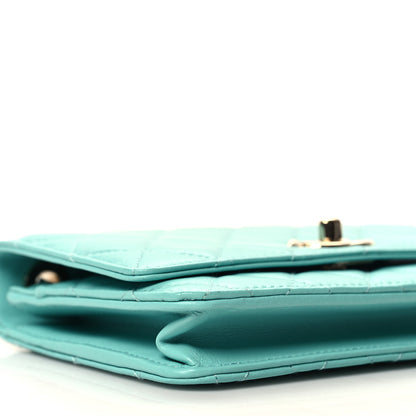 Chanel Lambskin Quilted Trendy CC Wallet On Chain WOC Turquoise 10 of 13