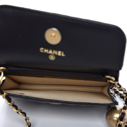 Chanel Lambskin Quilted Pearl Crush Clutch With Chain Black 5 of 12