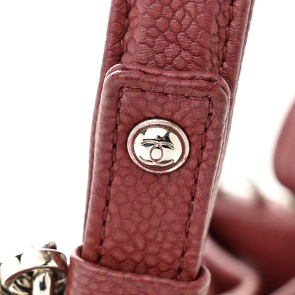 Chanel Caviar Flat Quilted CC Chain Bucket Drawstring Bag Burgundy 11 of 16