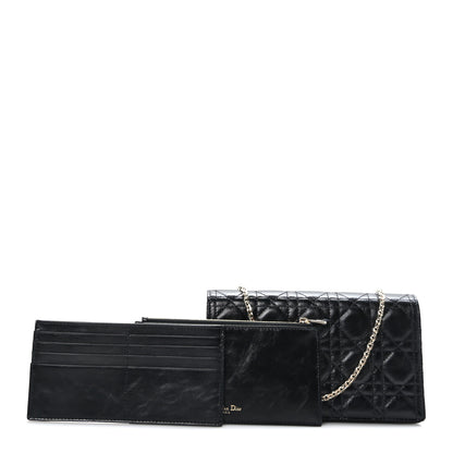 Christian Dior Crinkled Patent Cannage Lady Dior Pouch Black 3 of 11