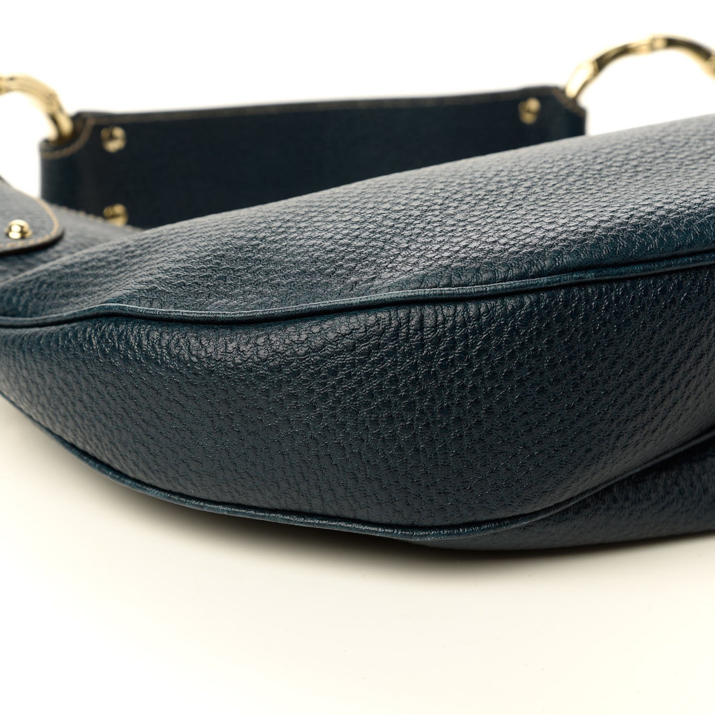 Calfskin Half Moon Bamboo Ring Hobo Blue