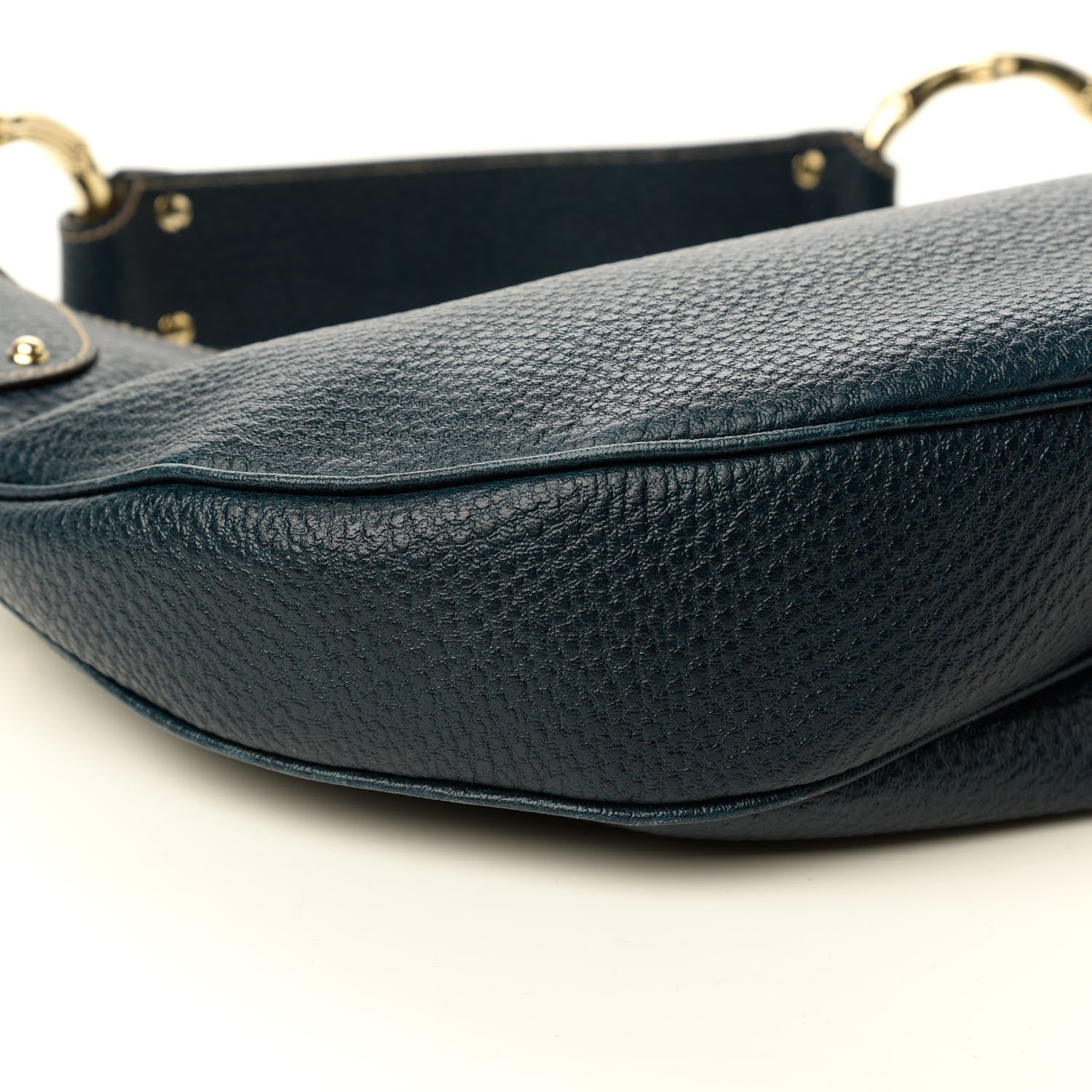 Gucci Calfskin Half Moon Bamboo Ring Hobo Blue 7 of 9