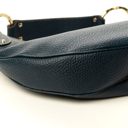 Gucci Calfskin Half Moon Bamboo Ring Hobo Blue 7 of 9